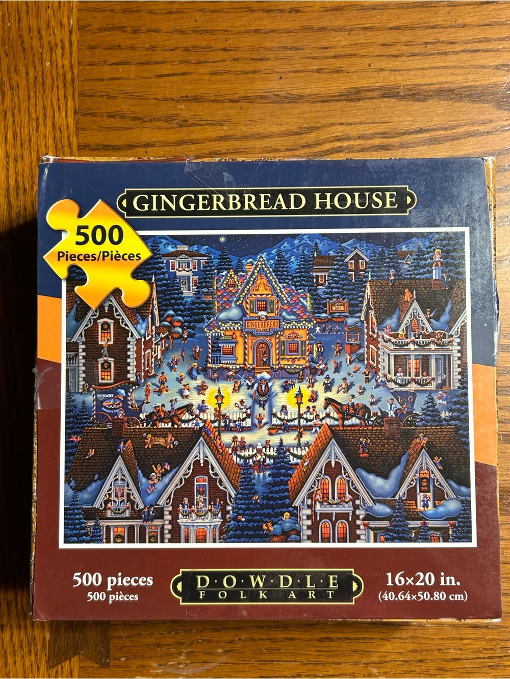 Dowdle Folk Art Gingerbread House 500-Piece Puzzle - Blue & Brown